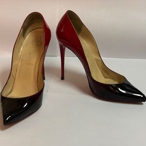 Christian Louboutin Kate 100 Red and Black Ombre Pumps